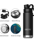 Edelstahl-Trinkflasche Schwarz (710 ml) AQUÉVA